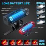 Bike Lights for Night Riding, Bicycle Front Headlight and Back Taillight with 4+5 Light Modes, USB Rechargeable Bright Bike Headlights for Cyclists and Commuters - Image 4
