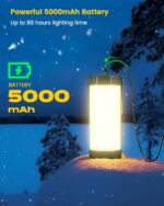 Glocusent 106 LED Camping Lantern Rechargeable, Up to 80Hrs, 5000mAh Lantern with 5 Brightness 3 Modes & SOS, IP68 Waterproof, Max 1200LM, Camping Light for Power Outages Hiking Emergency Hurricane - Image 5