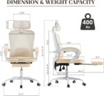 Ergonomic Office Chair with Retractable Footrest, 400LBS Capacity,Synchronized Armrest, Breathable Mesh, Adjustable Lumbar Support - Image 3