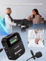 Moman Wireless Lavalier Microphone C2X, 2.4G Dual Transmitter Lapel Mic 656FT 8H for Online Class Vlog Stream YouTube for Camera Smartphone Tablet (C2X Dual) - Image 5