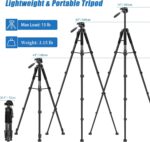 JOILCAN Tripod Camera Tripods, 74" Tripod for Camera Phone Video Recording, Heavy Duty Cameras Tripod Stand, Professional Travel DSLR Tripods Compatible with Canon iPhone, Max Load 15 LB - Image 3