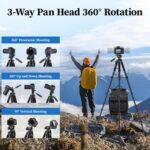 JOILCAN Tripod Camera Tripods, 74" Tripod for Camera Phone Video Recording, Heavy Duty Cameras Tripod Stand, Professional Travel DSLR Tripods Compatible with Canon iPhone, Max Load 15 LB - Image 6