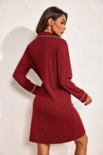 Ekouaer Womens Long Sleeve Nightgowns Button Down Sleep Shirts V-Neck Night Gowns Night Shirts - Image 6