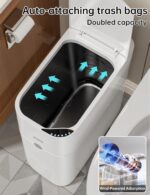 CTIME Touchless Automatic Bathroom Trash Can with Lid - 3 Gallon Slim Motion Sensor Garbage Can for Bedroom, Kitchen, Office - White (6" W x 11" L x 13" H) - Image 4
