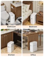 CTIME Touchless Automatic Bathroom Trash Can with Lid - 3 Gallon Slim Motion Sensor Garbage Can for Bedroom, Kitchen, Office - White (6" W x 11" L x 13" H) - Image 6