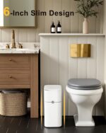 CTIME Touchless Automatic Bathroom Trash Can with Lid - 3 Gallon Slim Motion Sensor Garbage Can for Bedroom, Kitchen, Office - White (6" W x 11" L x 13" H) - Image 7
