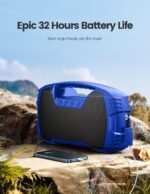 Houl Zallee IPX7 Waterproof Bluetooth Speaker, 40W (60W Peak) Portable Wireless Speakers, 32H Playtime, Stereo Loud Sound, Deep Bass, Bluetooth 5.0, Built-in Mic for Camping, Party, Gifts, Beach-Blue - Image 5
