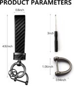 Turcee Leather Car Keychain - Carbon Fiber Interior Key Fob with Anti-Lost D-Ring - Car Accessory Key Ring (Black) - Image 3