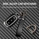 Turcee Leather Car Keychain - Carbon Fiber Interior Key Fob with Anti-Lost D-Ring - Car Accessory Key Ring (Black) - Image 4