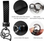 Turcee Leather Car Keychain - Carbon Fiber Interior Key Fob with Anti-Lost D-Ring - Car Accessory Key Ring (Black) - Image 5