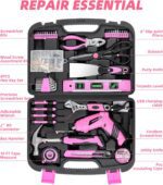 Pink Household Tool Set with 3.6V USB Electric Screwdriver, 136 PCS Home Tool Kit with Cordless Lithium-ion Drill Driver, Hand Tool Kits for Women - Image 3