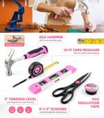 Pink Household Tool Set with 3.6V USB Electric Screwdriver, 136 PCS Home Tool Kit with Cordless Lithium-ion Drill Driver, Hand Tool Kits for Women - Image 5