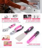Pink Household Tool Set with 3.6V USB Electric Screwdriver, 136 PCS Home Tool Kit with Cordless Lithium-ion Drill Driver, Hand Tool Kits for Women - Image 6
