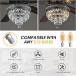 Asyko Crystal Ceiling Fan Fandelier with Lights - Modern Outdoor Fans with Remote Control，Noiseless DC Motor, Retro/Farmhouse Lighting, Dining Room， Living Room (62") - Image 4