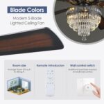 Asyko Crystal Ceiling Fan Fandelier with Lights - Modern Outdoor Fans with Remote Control，Noiseless DC Motor, Retro/Farmhouse Lighting, Dining Room， Living Room (62") - Image 5