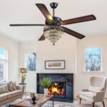 Asyko Crystal Ceiling Fan Fandelier with Lights - Modern Outdoor Fans with Remote Control，Noiseless DC Motor, Retro/Farmhouse Lighting, Dining Room， Living Room (62") - Image 7