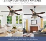 Asyko Crystal Ceiling Fan Fandelier with Lights - Modern Outdoor Fans with Remote Control，Noiseless DC Motor, Retro/Farmhouse Lighting, Dining Room， Living Room (62") - Image 8