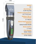 oneisall Quiet Cat Clippers for Matted & Long Hair, 2-Speed Cordless Pet Shaver Grooming Kit for Cats, Small Dogs & Animals (Blue) - Image 10