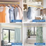 Shower Curtain Rod, Adjustable 32-89 Inch Spring Tension Shower Rods Stainless Steel Telescoping Curtain Rod for Bathroom, No Drilling, No Slip, No Rust, Gold - Image 7