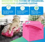 HOMEXCEL Pink Microfiber Cleaning Cloth 12 Pack, 12.5 x 12.5 inch Microfiber Towels for Cars, Ultra Absorbent Car Washing Cloth, Lint Free Streak Free Cleaning Rags for Car, Kitchen, and Window - Image 3