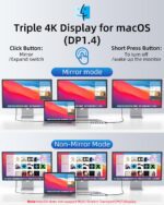 USB C Hub USB C Docking Station Dual Monitor 13 in 1 Triple Display Multiport Adapter with 2 HDMI+DP+8 USB C/A Ports+Ethernet+Audio, USB C Dongle for MacBook/Dell/HP/Lenovo ThinkPad/Surface - Image 5