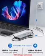 USB C Hub USB C Docking Station Dual Monitor 13 in 1 Triple Display Multiport Adapter with 2 HDMI+DP+8 USB C/A Ports+Ethernet+Audio, USB C Dongle for MacBook/Dell/HP/Lenovo ThinkPad/Surface - Image 6