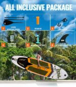 BM Paddle Board Inflatable Stand Up Paddle Board, SUP Paddleboard for Adult, Premium Accessories | Non-Slip EVA Deck & Foam Handles, Camera Mount, Double Action Pump, 85L Travel Backpack - Image 7