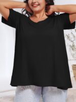 JOELLYUS Plus Size Tops for Women Summer Top Loose Fit Tee Shirts V Neck Short Sleeve Blouse - Image 4