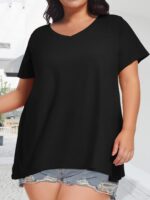 JOELLYUS Plus Size Tops for Women Summer Top Loose Fit Tee Shirts V Neck Short Sleeve Blouse - Image 5