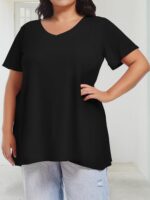 JOELLYUS Plus Size Tops for Women Summer Top Loose Fit Tee Shirts V Neck Short Sleeve Blouse - Image 7