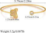 Bangle Bracelet for Women-Adjustable Open Bangle Gold Plated with Sparkling Cubic Zirconia Stackable Jewelry Gifts for Birthday Valuntines Day Mothers Day - Image 3