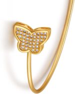 Bangle Bracelet for Women-Adjustable Open Bangle Gold Plated with Sparkling Cubic Zirconia Stackable Jewelry Gifts for Birthday Valuntines Day Mothers Day - Image 6