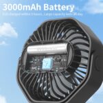 Lerat Portable Stroller Fan With Flexible Tripod, 3 Speeds Rechargeable Handheld Personal Fan, 360 Rotate Battery Operated Clip On Fans for Car Seat Crib Bike Treadmill Black - Image 9