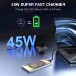45W Super Fast Charger USB C, 2Pack PPS Type C Charging Block with 6FT USB-C Cable for Samsung Galaxy S25 +/Ultra /S24 S23 S22 +/Ultra/ S21 S20/Tab S9, iPhone 16/15 and More - Image 3