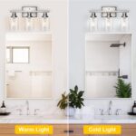 Ascher Bathroom Vanity Light Fixtures, 3 Light Wall Sconces Lighting with Clear Glass Shade, Brushed Nickel Wall Lights for Mirror, Kitchen, Living Room, Gallery, E26 Base (Bulbs Not Included) - Image 7