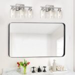 Ascher Bathroom Vanity Light Fixtures, 3 Light Wall Sconces Lighting with Clear Glass Shade, Brushed Nickel Wall Lights for Mirror, Kitchen, Living Room, Gallery, E26 Base (Bulbs Not Included) - Image 8