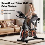 CURSOR FITNESS Exercise Bike, Stationary Bikes for Home, 300 LBS Capacity, Workout Bike with Silent Belt Drive, Indoor Cycling Bike with Extra Comfort Seat/IPad Mount/3 Bottle Holders - Image 4