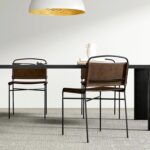 Mid-Century Modern Dining Chairs Set of 2, Brown PU Faux Leather Dining Chair Armless Dining Room Chairs with Black Metal Legs, High-End Stylish Kitchen Restaurant Dining Chairs - Image 8