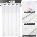 No Hook Shower Curtain with Snap in Liner Set, Abstract Grey White and Gold Marble Texture Shower Curtains for Bathroom Hotel Decor, Waterproof 71x74 Inch - Image 7