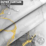 No Hook Shower Curtain with Snap in Liner Set, Abstract Grey White and Gold Marble Texture Shower Curtains for Bathroom Hotel Decor, Waterproof 71x74 Inch - Image 8