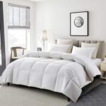 Serta Goose Feather Down Fiber Cotton Comforter Twin Size - 100% Cotton Duvet Insert - Hotel Luxury Hypoallergenic Bedding Comforter Light Warmth 68 x 90 Inch White - Image 9