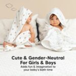 KeaBabies Muslin Baby Bath Towels with Hood for Girls, Boys, Large Organic Cotton Hooded Baby Towels for Newborns, Toddlers, Infant, Kids, Soft Absorbent Newborn Bath Essentials Gift Set (Bruce) - Image 9