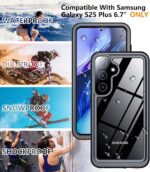 Temdan Designed for Samsung Galaxy S25 Plus Case Waterproof, Built-in Lens & Screen Protector Military Shockproof Dropproof IP68 Underwater Full Body Phone Case for Galaxy S25 Plus 6.7"-Black (2025) - Image 8