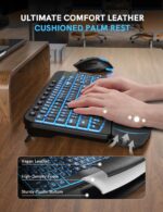 SABLUTE Ergonomic Wireless Keyboard and Mouse Combo - Wave Keyboard with Soft Leather Wrist Rest, Resistant Keys, RGB Backlit Rechargeable Set for PC/Mac/Chromebook (Black) - Image 3
