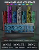 SABLUTE Ergonomic Wireless Keyboard and Mouse Combo - Wave Keyboard with Soft Leather Wrist Rest, Resistant Keys, RGB Backlit Rechargeable Set for PC/Mac/Chromebook (Black) - Image 4