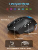 SABLUTE Ergonomic Wireless Keyboard and Mouse Combo - Wave Keyboard with Soft Leather Wrist Rest, Resistant Keys, RGB Backlit Rechargeable Set for PC/Mac/Chromebook (Black) - Image 7