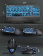 SABLUTE Ergonomic Wireless Keyboard and Mouse Combo - Wave Keyboard with Soft Leather Wrist Rest, Resistant Keys, RGB Backlit Rechargeable Set for PC/Mac/Chromebook (Black) - Image 9