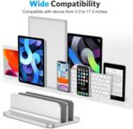 OMOTON [Updated Dock Version] Vertical Laptop Stand, Double Desktop Stand Holder with Adjustable Dock (Up to 17.3 inch), Fits All MacBok/Surface/Samsung/HP/Dell/Chrome Book (Silver) - Image 4