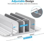 OMOTON [Updated Dock Version] Vertical Laptop Stand, Double Desktop Stand Holder with Adjustable Dock (Up to 17.3 inch), Fits All MacBok/Surface/Samsung/HP/Dell/Chrome Book (Silver) - Image 5