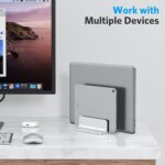 OMOTON [Updated Dock Version] Vertical Laptop Stand, Double Desktop Stand Holder with Adjustable Dock (Up to 17.3 inch), Fits All MacBok/Surface/Samsung/HP/Dell/Chrome Book (Silver) - Image 9